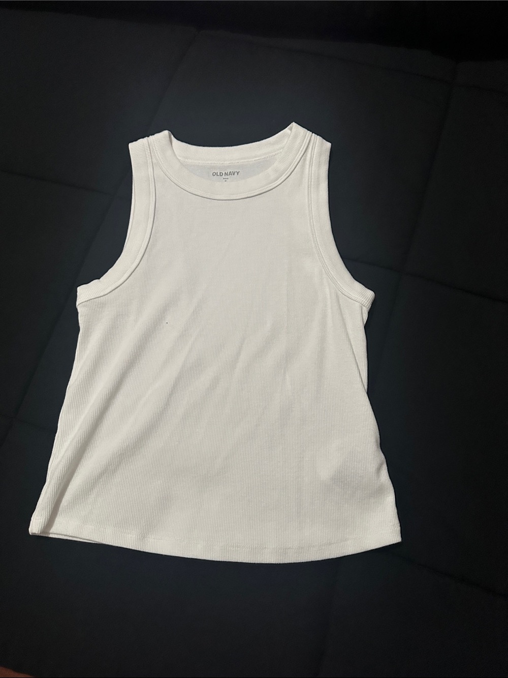 Old Navy White Ribbed Tank Top - Girls Sleeveless Crewneck